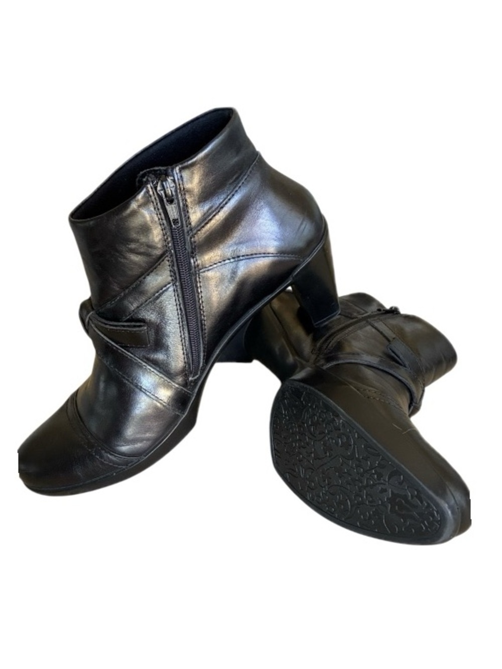 Naot Ankle Boots, Women 40, Black Leather, Heel, Inside Zip. EUC